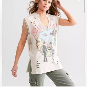 The Buckle Pink Floyd Band Graphic Fringe Oversized Festival Tank Tee Women’s S